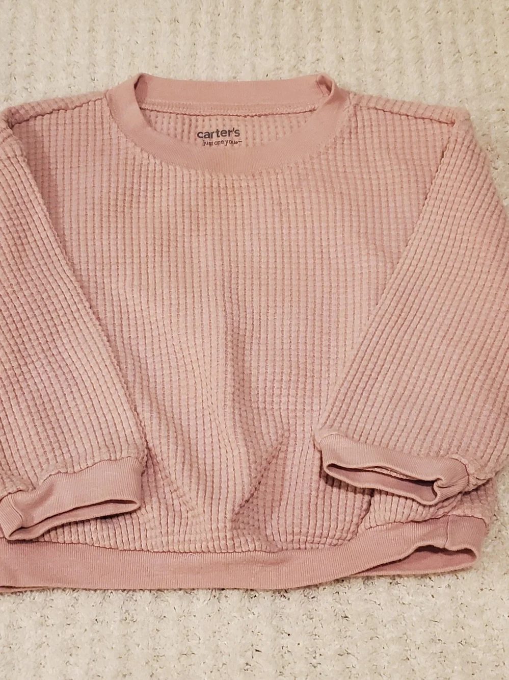 Carter's Light Pink Waffle Knit Crewneck Sweater